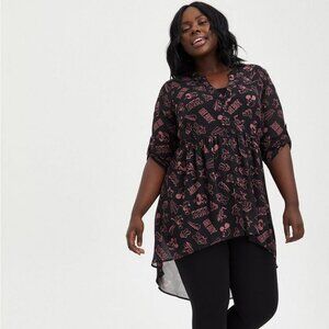 TORRID Disney 4D Mickey and Friends Lexie Babydoll Sheer Top Chiffon Size 1 NWT